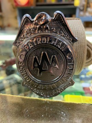 Vintage 1960’s Aaa School Safety Patrol Patrolman Badge W Harness