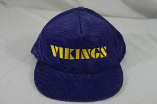 Vintage Minnesota Vikings Corduroy Snapback Hat Cap Nfl Football Era