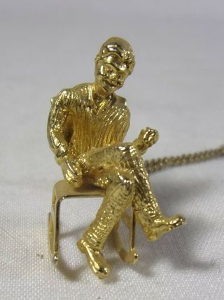 Vintage John F.  Kennedy Jfk Rocking Chair Gold Plate Pendant Necklace Charm
