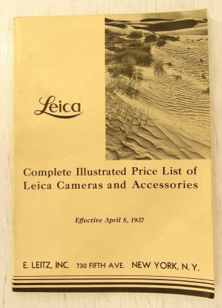 Leica Cameras And Accessories Price List,  April 8,  1937.