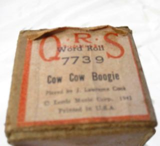 Vintage Qrs Player Piano Word Roll Cow Cow Boogie 7739 From 1942