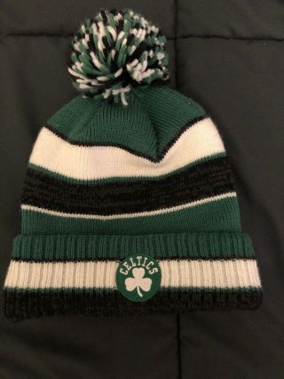 Nba Adidas Boston Celtics Winter Knit Cap Hat Beanie Pom Pom Black & Green Os