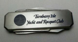 Vtg Barlow Pocket Knife Advertising Turnberry Isle Yacht & Racquet Club Flordia