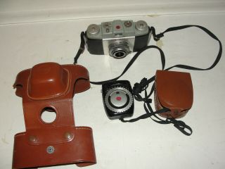 Kodak Pony 135 Model C Vintage 35mm Film Camera W/ Field Case And Exposure Meter