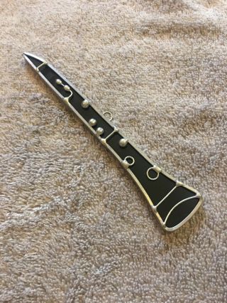Vintage Stained Glass Sun Catcher Musical Instrument Clarinet