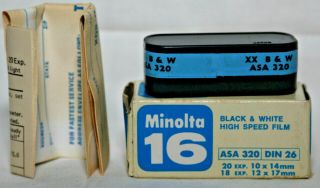 Vintage Minolta 16 Black & White Film Cartridge -.  Dated 1975 (H1) 3