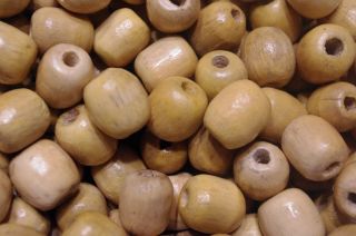 Vintage Large Oval Shaped Tan (varied Tones) Natural Wood Loose Beads 100 Count