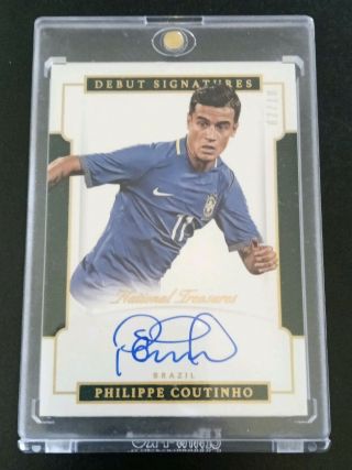 2018 National Treasures Soccer Debut Philippe Coutinho Auto Brazil 2/10