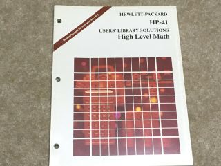 Hp - 41 Users Library Solutions High Level Math Workbook Barcodes Hp41