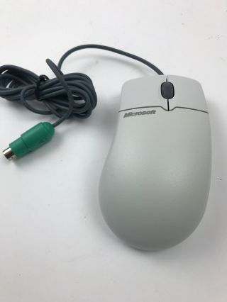 Microsoft White Intellimouse 1.  3a Ps/2 Compatible Mouse X08 - 70372 Vintage 6 Pin