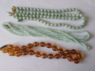 3 Vintage Glass Bead Necklaces For Restringing