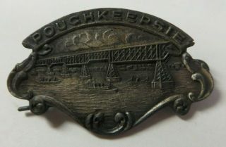 Vintage Poughkeepsie Metal Badge Pinback York Convention Or Fraternal