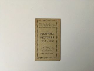 Leeds United 1938 - 39 Pre War Fixture Card Football Memorabilia Vintage