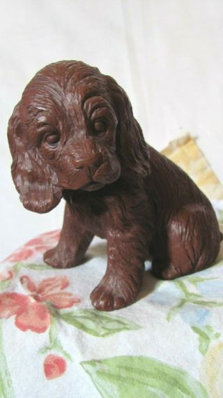 Vintage Figurine Cocker Spaniel Puppy Dog With Red Mill Mfg.  Foil Label