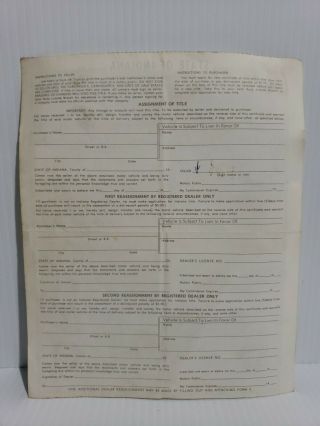 1965 Chevy CN Model 3867 Title Historical Document 2