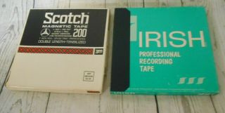 Two Reel - To - Reel Scotch 3m 200 Irish 7 Inch Magnetic Recording Tape.