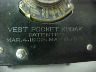 VINTAGE KODAK VEST POCKET FOLDING CAMERA w/CASE (PAT.  MAR.  4,  1902 - MAY 5,  1913) 3