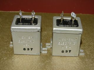 Pair,  Western Electric Type Ag - 6 Condensers, .  001 Mfd,  Good,  1937