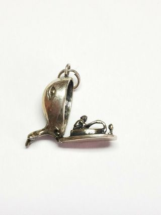 Vintage 925 Sterling Silver Jonah And The Whale Charm Pendant Whale Opens