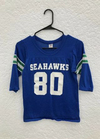 Seattle Seahawks 80s Vintage Women’s Blue Nfl Football 80 Fan Jersey Sz M