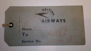 British Airways Luggage Tag 1940s - 50s Rare Vintage