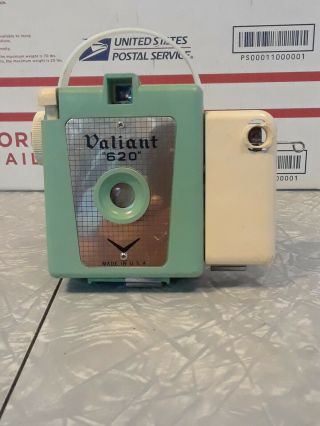 Sabre 620 Box Camera With Flash Teal In Color Manufactured By Shaw And Harrison