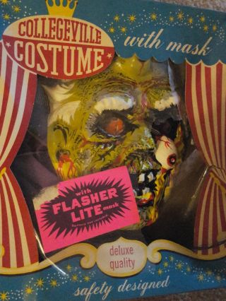 Vintage Spooky Monster Box Collegeville Costume Halloween Mask M 8 - 10