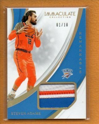 Steven Adams 2018 - 19 Immaculate Remarkable Memorabilia Gold Patch /10 01/10 1/1