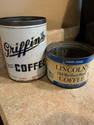 Vintage Coffee Tin Can Griffins & Lincolns Old Hartford Blend