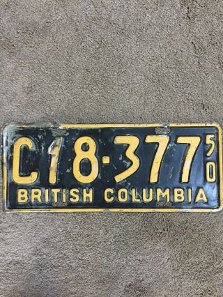 1950 British Columbia License Plate - I