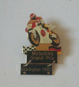 Vintage 1993 British Motorbike Grand Prix Gp Donington Metal Pin Badge,  Bar Vgc