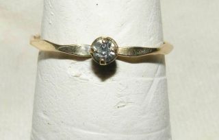 Vintage Gold Tone Solitaire Crystal Teens Petite Ring Size 4