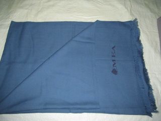 Vintage Mea Middle East Airlines Lebanon Wool Cabin Blanket Blue Travel Throw