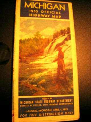 Vintage Official April 1 1953 Michigan State Highway Road Map
