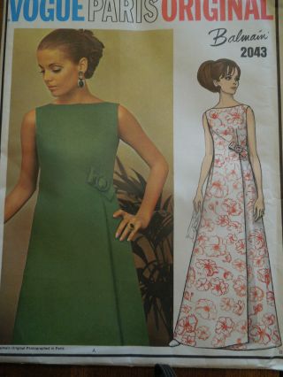 Vintage Vogue Paris 2043,  Misses,  Evening Dress,  Uncut Sewing Pattern