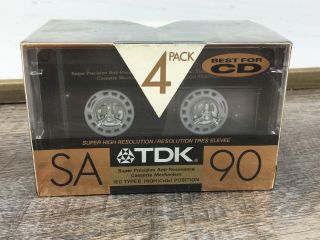 4 TDK SA90 Blank Cassette Tapes High Bias Type II Gold Best For CD NOS 2