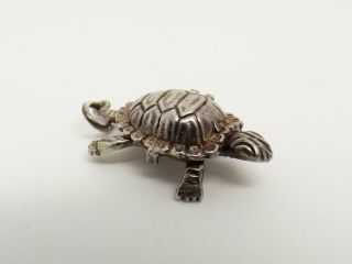 Vintage Sterling Silver Tortoise And The Hare Charm - Opens.