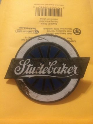 Studebaker Radiator Car Emblem Rare Vintage Enamel Porcelain Sign Badge