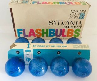 Sylvania Blue Dot Press 25b Flashbulbs Full Box Of 8 Bulbs