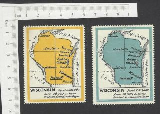 Wisconsin Mini Map With Information Vintage Poster Stamps No Gum (2)