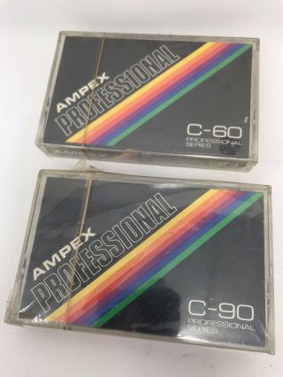 2 Ampex Blank Cassette Tapes From The 80s Vintage C - 60 C - 90