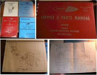 4 Kalart - Victor 1965 - 70 16mm School Projector Repair & Operations Manuals -