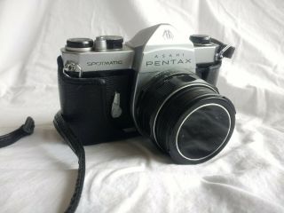 Vintage Pentax Asahi Spotmatic Camera With Lens Cover And Leather Case - 2919535
