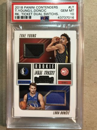 Luka Doncic Trae Young 2018 - 19 Panini Contenders Jersey Rc Psa 10 Pop 3