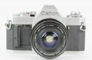 Canon Av - 1 35mm Slr Film Camera W/ Promaster 28mm 2.  8f Lens