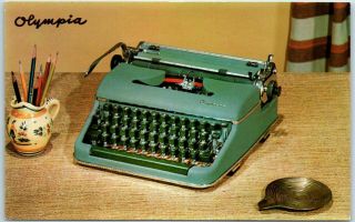 Vintage 1950s Chrome Advertising Postcard Olympia Typewriters " Sm3 Deluxe Model "