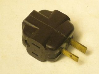Vintage Ge 15a 125v 3 Outlet Dark Brown Bakelite Adapter Electrical Plug