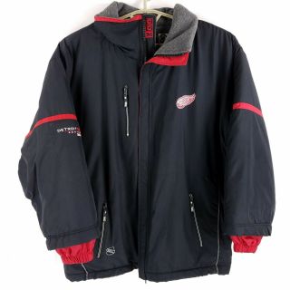 Ccm Detroit Red Wings Center Ice Black Winter Coat Hockey Jacket Mens Large