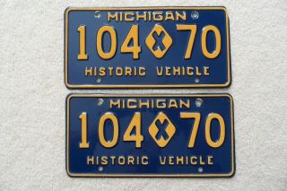 Michigan (pair) Historic Vehicle License Plates– Look