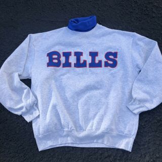 Vintage Majestic Buffalo Bills Embroidered Sweatshirt With Turtleneck Xl